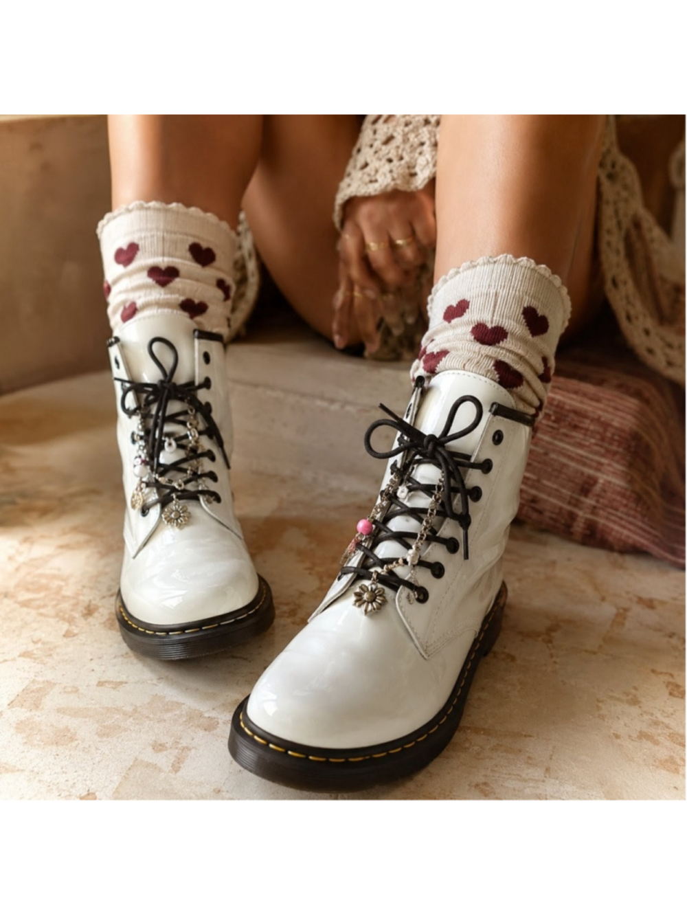 Dr. Martens 1460 White Patent Leather Combat Boots Women's Sz 6